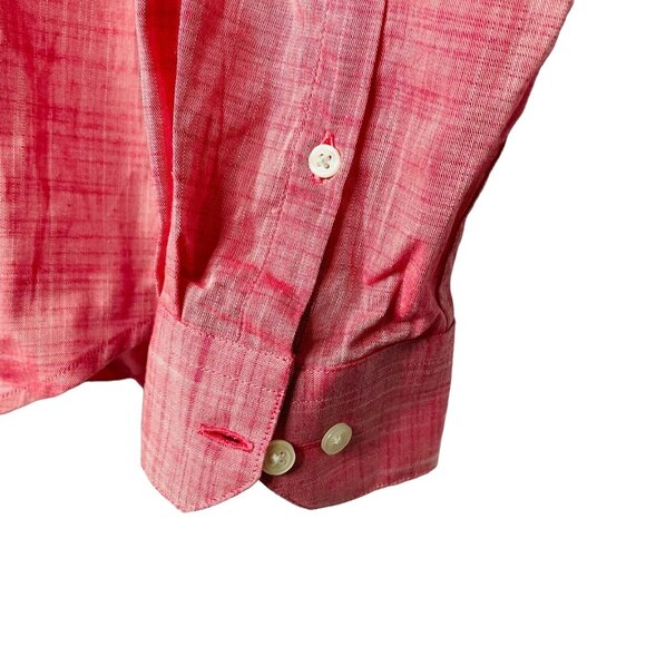 Mens Dres Button Down Shirt Slim Fit Cross Hatch Size XL 42 Light Red u - Picture 4 of 9